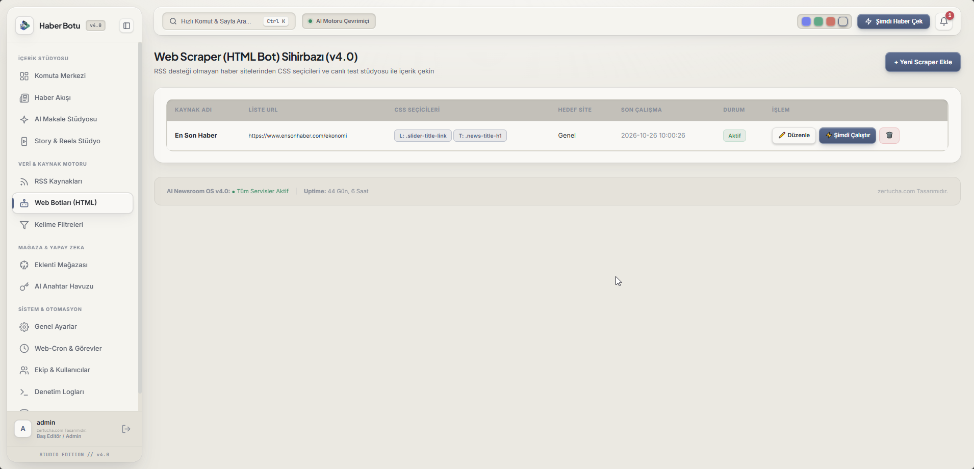 Web Scraper HTML Bot Sihirbazı v4.0